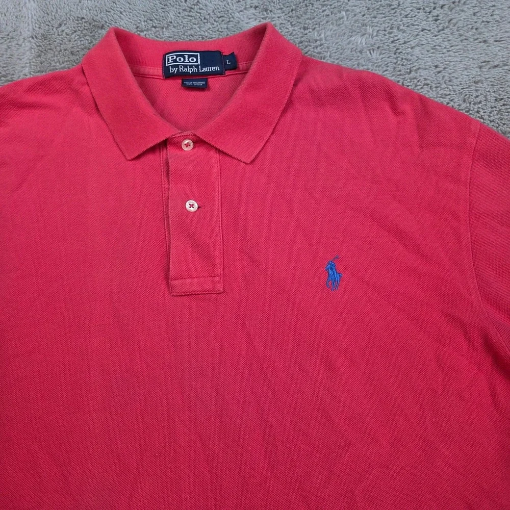 Polo Ralph Lauren Polo Mens L Short Sleeve Pique Pony Logo Salmon Pink Classic